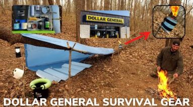 Solo Overnight Doing a Budget Dollar General Survival Challenge For $100 and Franks and Beans