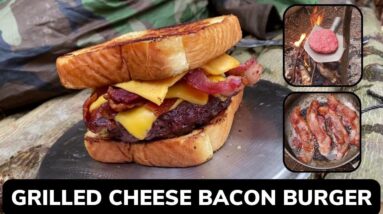 Corporals Corner Food #shorts Grilled Cheese Bacon Burger Cooked on a Shovel
