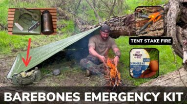 Solo Overnight Using a Barebones Minimum Kit In the Rain and Bacon Egg and Cheese Scramble.