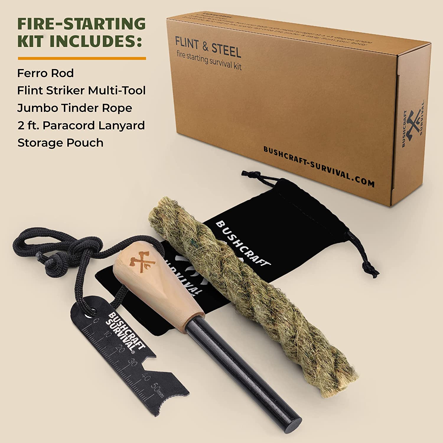 Bushcraft Survival Ferro Rod Fire Starter Kit Review