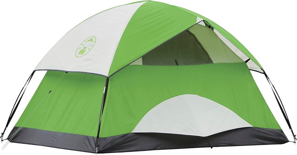 Coleman Sundome Camping Tent, 2/3/4/6 Person Dome Tent with Easy Setup, Included Rainfly and WeatherTec Floor to Block Out Water, 2 Windows and 1 Ground Vent for Air Flow with Charging E-Port Flap