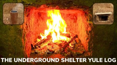 Corporals Corner Underground Shelter Bushcraft YULE Log (1 Hour Crackle and Pop)