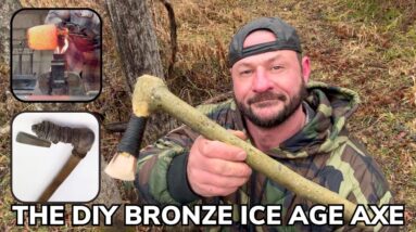 Solo Overnight Crafting an Ice Age Bronze Axe from Clay