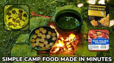 Campfire Smoked Kielbasa and Cracker Barrel Macaroni and Cheese