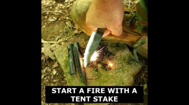 Emergency Fire from a Plastic Tent Stake. Use This Hack and Live