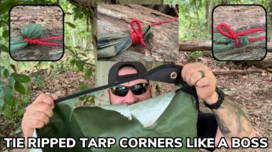 Ripped Out Grommets and Tarp Corners No Problem. Tie Them Like a Boss