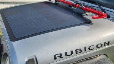 Jeep Wrangler Rubicon Bug Out Vehicle Lensun 105W Hood Solar Panel