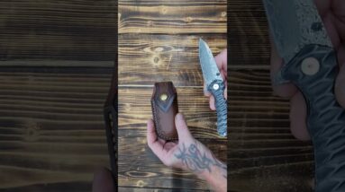 AUBEY Damascus Pocket Knife Forged 2.95" VG10 Damascus Steel Folding Knife with Sheath