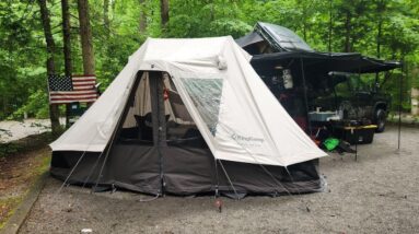 KingCamp Canvas Bell Yurt Tent, 4 Seasons Large Waterproof & Windproof Luxury Glamping Tent w/Stove