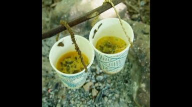 Campfire Bacon and Eggs Cooked in a Paper Cup