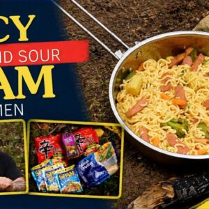 DIY Spicy Sweet and Sour SPAM with Ramen Over a Campfire
