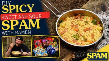 DIY Spicy Sweet and Sour SPAM with Ramen Over a Campfire