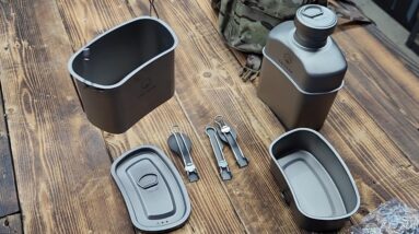 HX Outdoors Raptor Survival Shovel | Vulcan Titanium Canteen Mess Kit and Folding Utensil